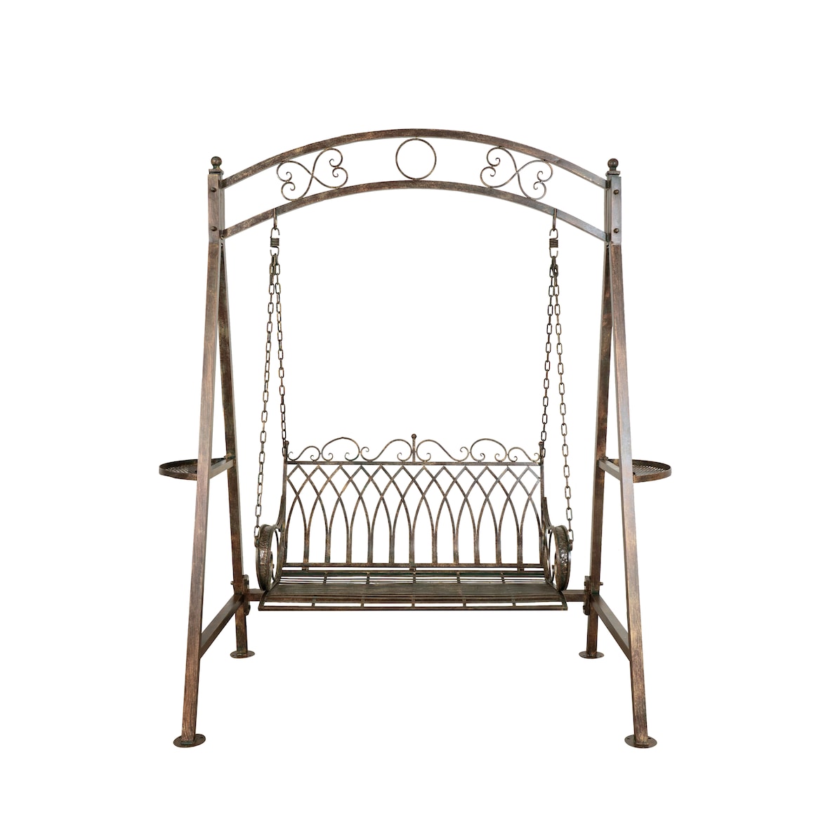 Biscottini Dondolo da giardino 198x100x220 cm -Panchina a dondolo in ferro - Dondolo da esterno - Dondolo 2 posti - Sedia a dondolo - Altalena