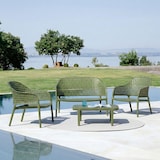 thumbnail of Conjunto lounge de jardín con sofá, 2 sillones apilables y mesa auxiliar de resina trenzada, terraza, piscina, bar, resistente – Sirmione - Verde