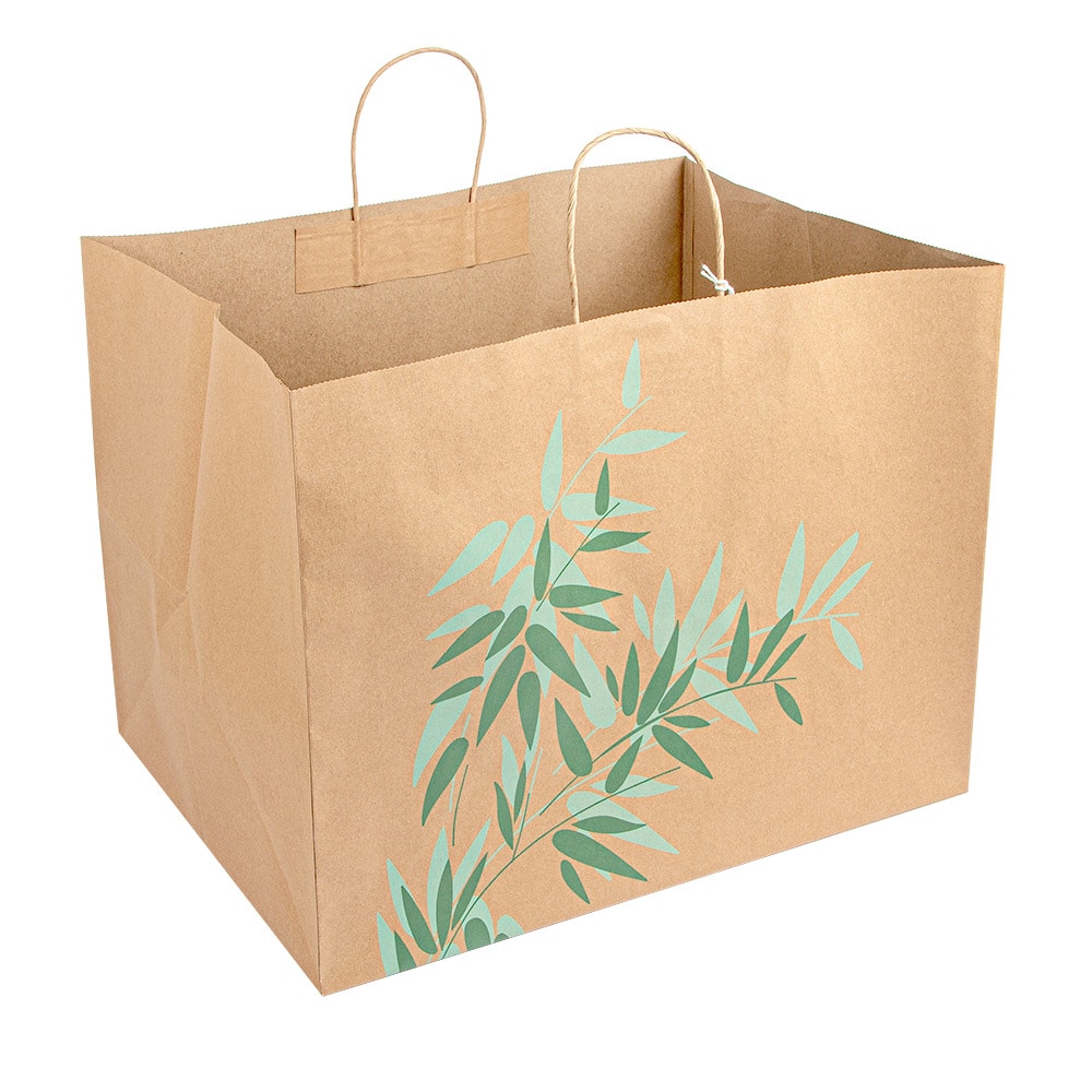 Sacos Gourmet Com Asas 'Feel Green' 110 G/M2 43+33X33 Cm Natural Kraft (100 Unidades)