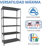 thumbnail of SimonRack Estantería Metálica, 2000x1100x400 mm, 5 Alturas, Bandeja Metal, 200 kg de Punto Flexión, Antracita - Simonclick