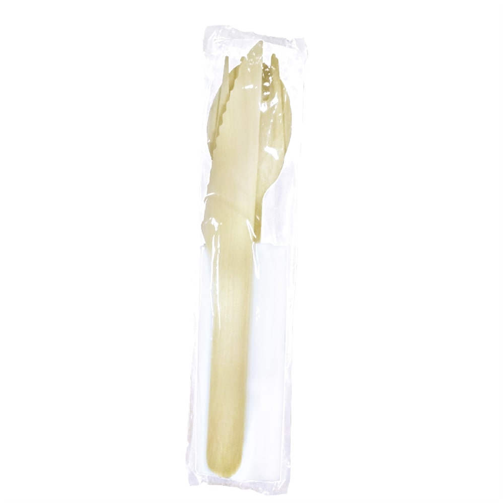 Garcia de Pou Set 4/1 Forchetta, Coltello, Cuchiaio, Tovagliolo 'Makan'  16 Cm Naturale Legno (100 Unità)