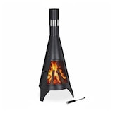 thumbnail of Relaxdays Terrassenofen mit Funkenschutz Tür, dekorative Feuerstelle für Holz, Gartenofen, HxD: 120x45cm, Stahl, schwarz