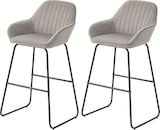 thumbnail of Barhocker 2er Set gepolstert Grau 51x53x96 cm mit Samtoptik Stoffbezug Armlehnen Fußstütze Metallbeine für Kücheninsel