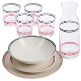 thumbnail of El Ganso - 12-teiliges gestreiftes Geschirrset mit 1,2-l-Wasserflasche und 4 345-ml-Gläsern