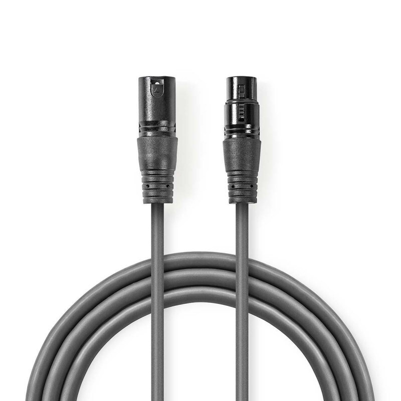 Câble Numérique Dmx 110 Ohms  Xlr Mâle à 3 Broches - Xlr Femelle à 3 Broches  1,5 M  Gris Usage Non Intensif Nedis