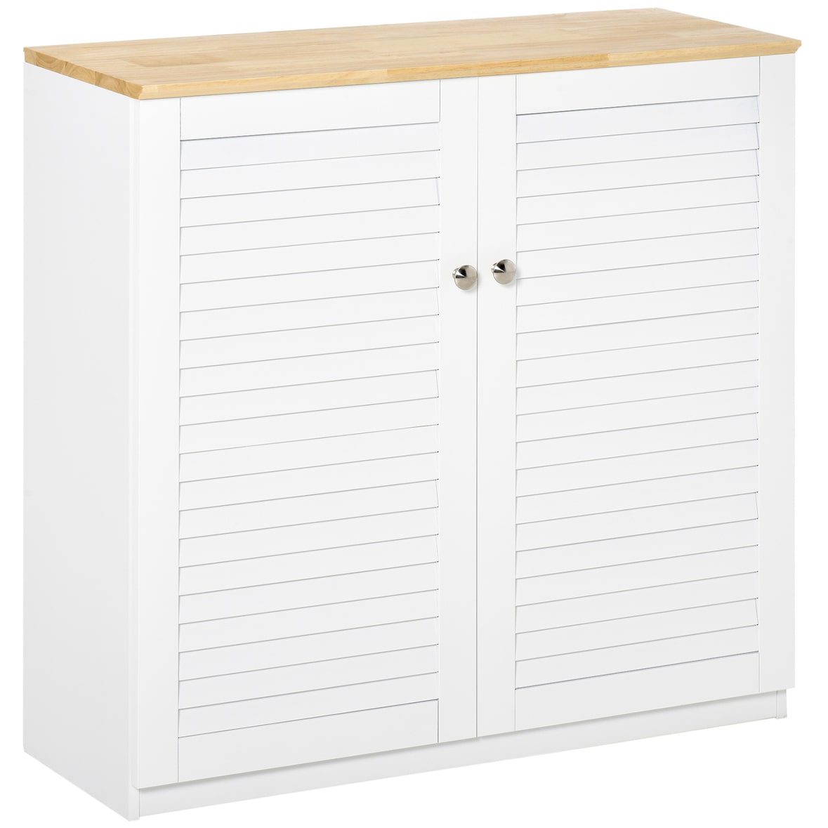 HOMCOM Aparador 2 Portas de Persiana e Prateleira Ajustável 80x30x78,5cm Branco