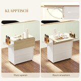 thumbnail of Küchenwagen Kücheninsel auf Rollen Weiß 87x106x68 cm mit klappbarer Arbeitsplatte Schublade Schrankfach verstellbarem Einlegeboden Gewürzregal