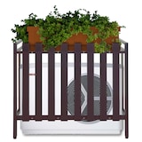 thumbnail of Cubierta para aire acondicionado/bomba de calor HWC-K58, cubierta rejilla protectora estante para plantas, metal 80x90x39cm ~ marrón