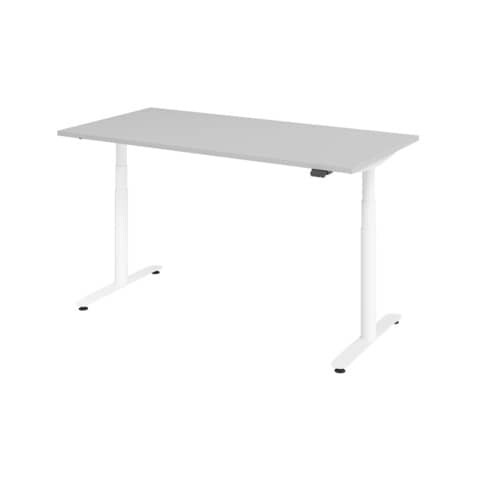 Schreibtisch T-Fuß, elektrisch höhenverstellbar, 160 x 80cm, grau/silber
