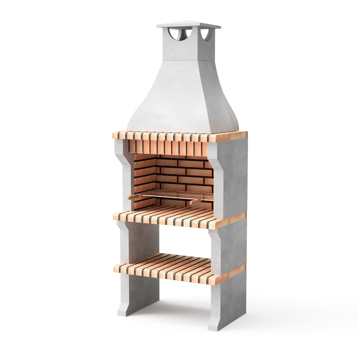 MF - Grillkamin Modell Alcoa XL (Grau, Orange - 86,5 x 58 x 225 cm) REF: 3413/4 - Für den Außenbereich