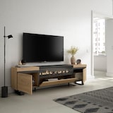 thumbnail of Wohnzimmer TV-Schrank, Viel Stauraum, 200x35x57cm, Für TV-Geräte bis 80“, Elektrischer Kamin, Moderner Stil, Eiche und Schwarz _ 46_22