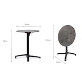 thumbnail of METRO PROFESSIONAL Gastro klaptafel Massini, aluminium, Ø 60 x 74 cm, HPL tafelblad, steenlook, steengrijs