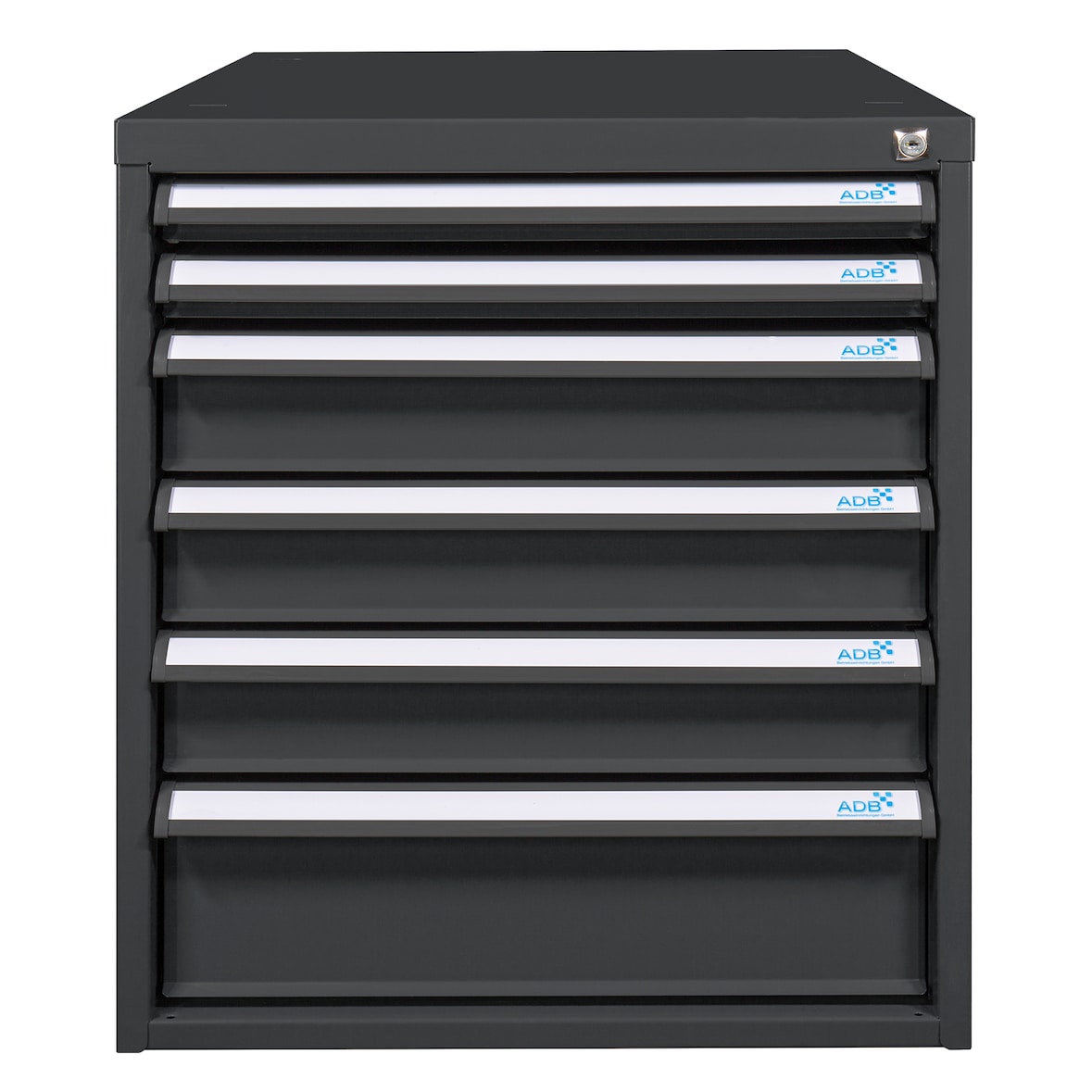 Schubladenbox mit 6 Schubladen für Werkbank Rhino| HxBxT 65x53x70cm | Traglast 60kg | Anthrazitgrau