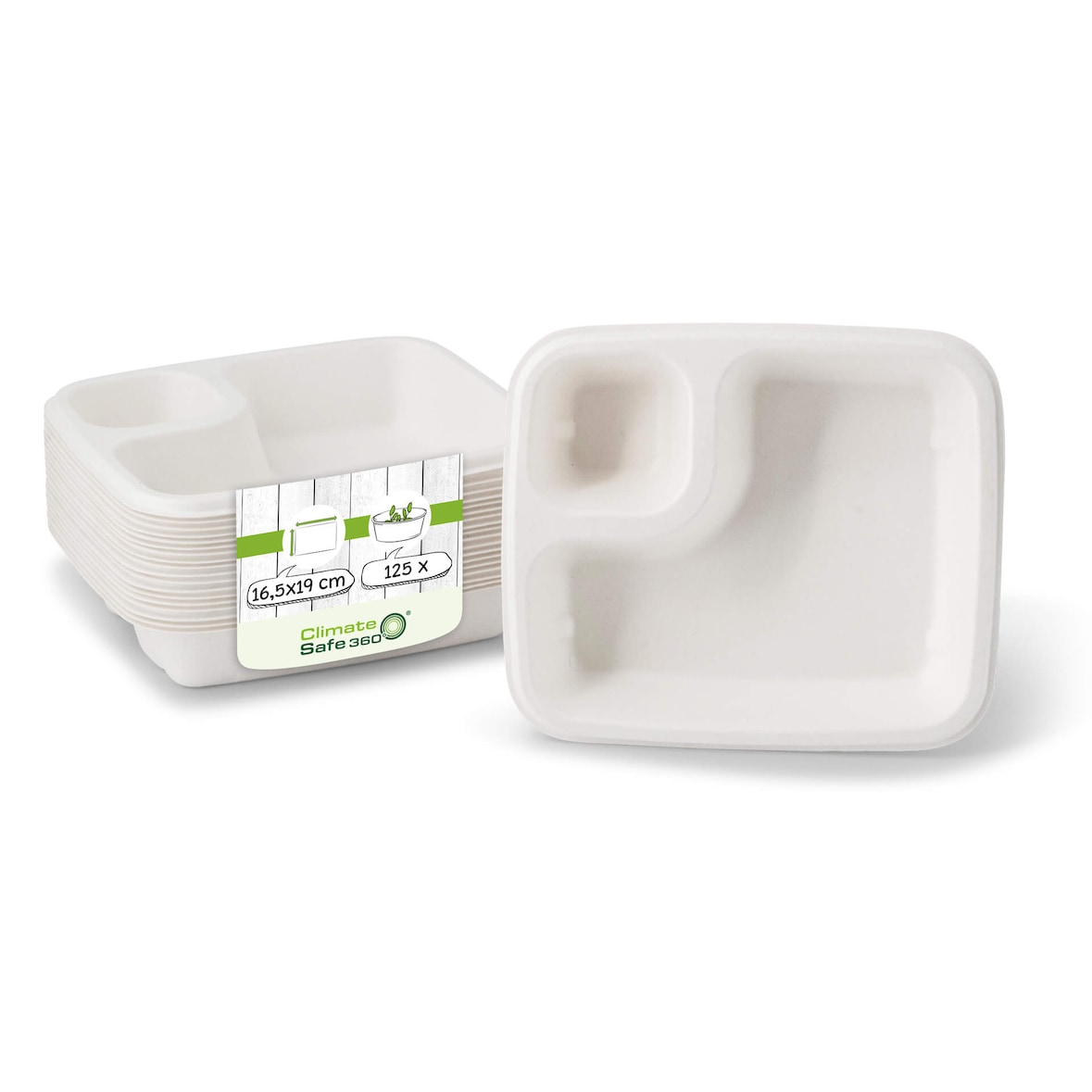 greenbox - platos para salsa de caña de azúcar 16,5 x 19 cm, rectangulares, 125 piezas.