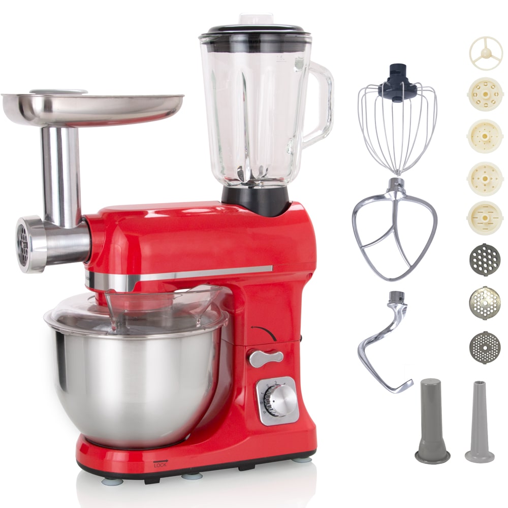 ROBBY Robot Multifonctions 5l 1000w Rouge Avec Hachoir Et Blender 1,5l En Verre robimix rouge