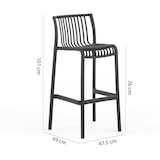 thumbnail of Set de 2 taburetes de exterior altos apilables en polipropileno, diseño efecto bambú para jardín, terraza, bar y restaurante – Olimpia XL/Negro