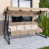 thumbnail of Columpio de jardín 4 plazas MIZAR XL reclinable y convertible en cama, estructura de metal, techo regulable de poliéster impermeable (Bronce Hibiscus)