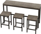 thumbnail of Esstisch Set mit 3 Hockern Bartisch 148x40x90 cm Braun+Grau, MDF Tischplatte und Metallgestell, platzsparend und pflegeleicht