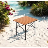 thumbnail of Mesa dobrável portátil espessada, para campismo, piquenique, praia, jardim, terraço em metal esmaltado com efeito madeira, 52x50x50cm