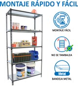 thumbnail of SimonRack Estantería Metálica, 2000x1200x300 mm, 5 Alturas, Bandeja Metal, 200 kg de Punto Flexión, Antracita/Blanco - Simonclick