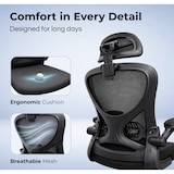 thumbnail of Five Stars® Ergonomische Bureaustoel voor Volwassenen - Mesh Rugleuning - Verstelbare Hoofdsteun & Armleuningen - Ergo Plus - Zwart