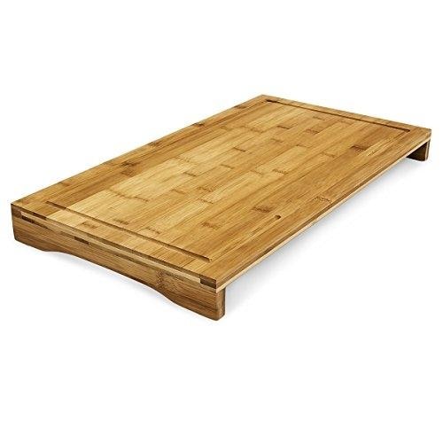 HELLOSHOP26 planche à découper bambou bords surélevés et rigoles pour jus 52 cm 4313026