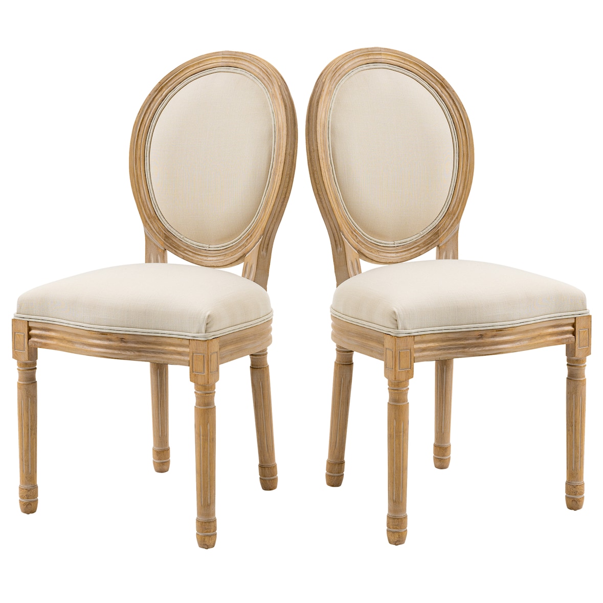 HOMCOM Set 2 Sedie Imbottite Vintage da Soggiorno Bianco