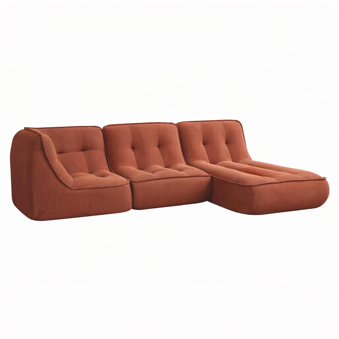 Canapé modulable en velours 250 x 165 x 70 cm 3 places terracotta