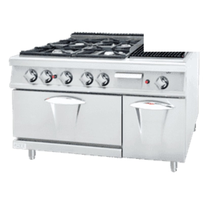 Maquimport - Cocina industrial de 4 quemadores con horno y barbacoa - Luxury serie 730