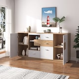 thumbnail of Merax Modernes Sideboard-Schrank mit viel Stauraum, mit LED-Beleuchtung, Glasablage, Holzoptik, Organizer, Kommode