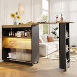 thumbnail of Bartisch 138 204x39x105 cm ausziehbar mit Stauraum und mit LED-Beleuchtung auf Rollen Schwarz MDF modern