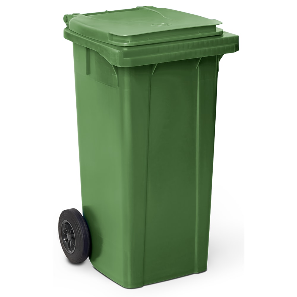 Contentor de lixo com tampa e rodas verde 120 lts.