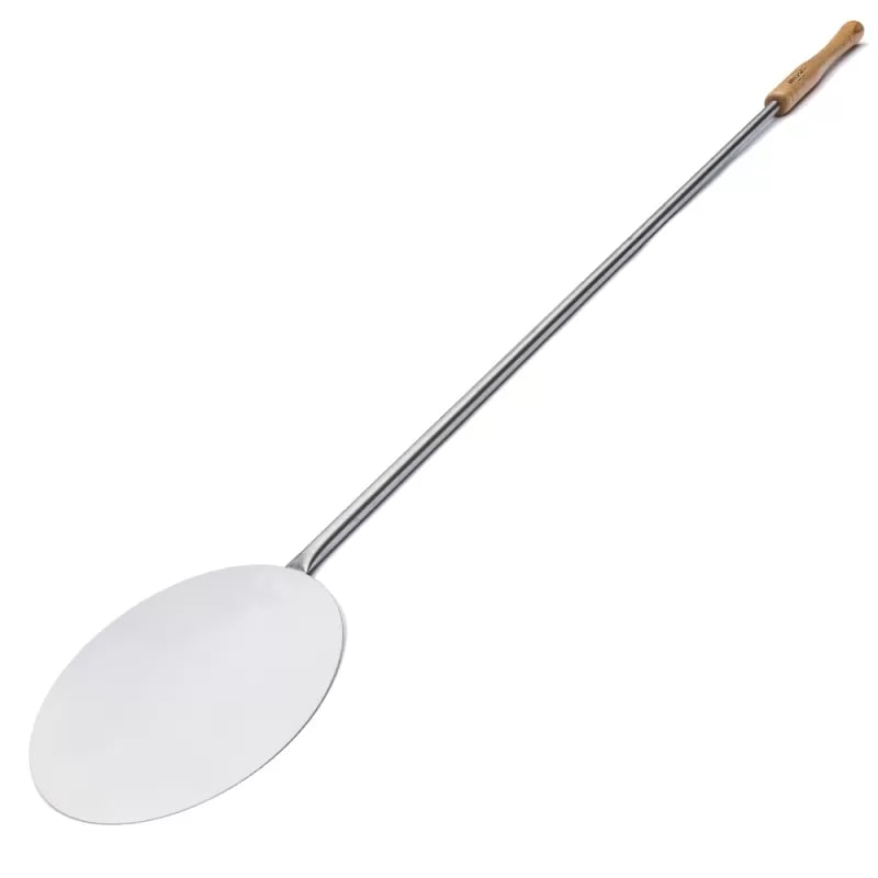 Giemme Spoleto - Ronde pizza-schep om pizza te draaien en uit de oven te halen - roestvrij staal, lang handvat 85 cm