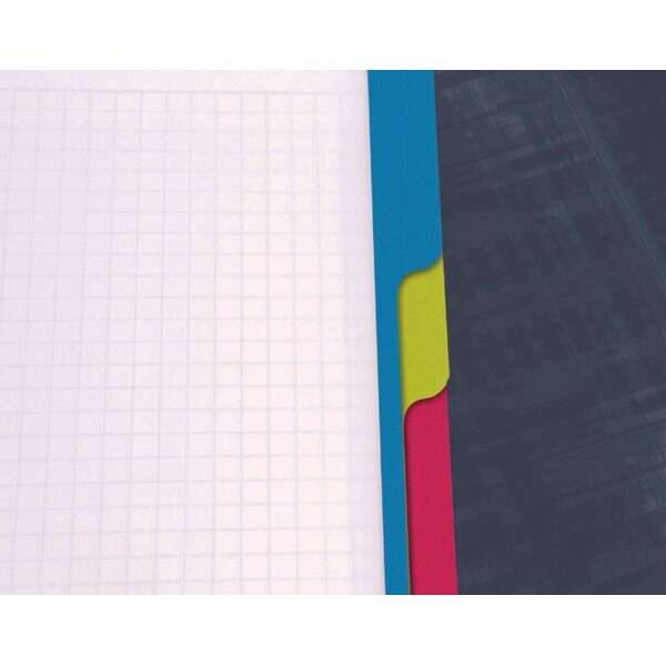 Lot de 5 Cahier Metric Bind'O Block A4+ 225x297, 160p./80 feuilles perforées 90 g/m² reliure intégrale, quadrillé 5x5 cadré 4 couleurs