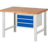 thumbnail of PROREGAL Werkbank Serie 7000 - Modell 7127 | HxBxT 84x125x90cm | 3x Schublade | Schubladenmaße 3x120mm | Lichtgrau | Arbeitstisch Werktisch