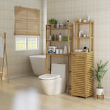 thumbnail of Toilettenregal Bambus Natur 68x20x165 cm 3 Ebenen Standregal über Toilette mit Kippschutz, platzsparender Bad Organizer, offene Ablagen