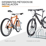 thumbnail of HOMCOM aparcamiento para 6 bicicletas soporte de acero para aparcar bicicletas en el suelo o pared estacionamiento para interior exterior 179x33x27 cm