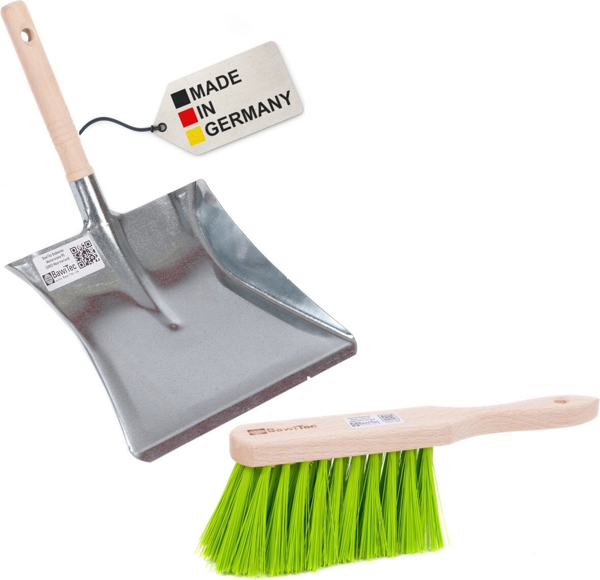 Garten Kehrgarnitur Kehrschaufelgarnitur Set und Handfeger Kehrschaufel Kehrset grüne Borsten mit Schüppe Schippe
