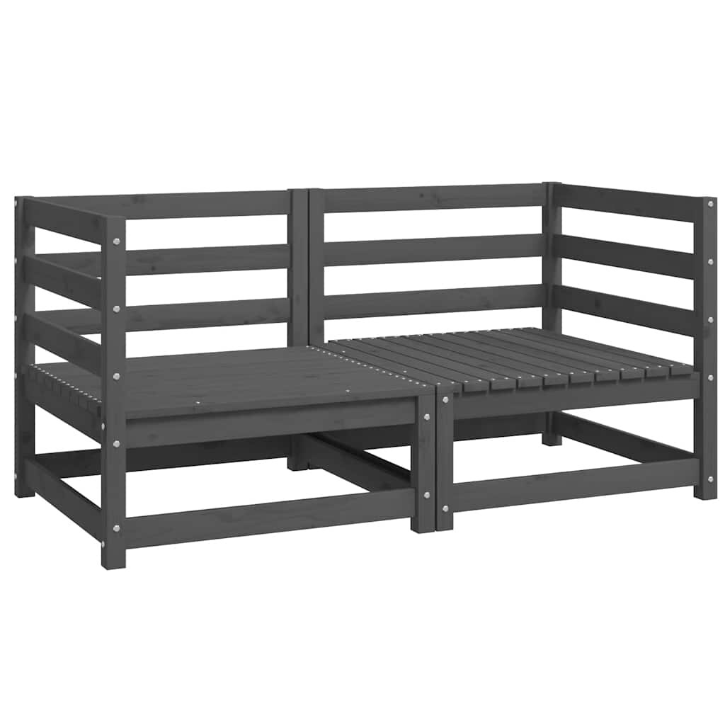 vidaXL Tuinhoekbank 2 st massief grenenhout grijs