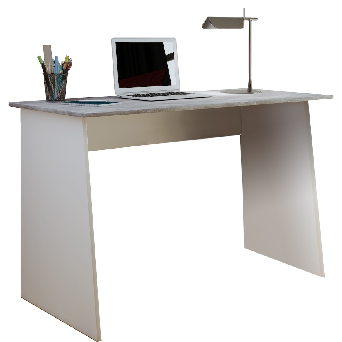 VCM Schreibtisch Masola Weiß / Beton-Optik H. 74 x B. 110 x T. 50 cm