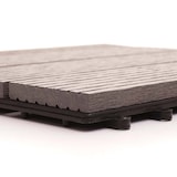 thumbnail of WPC Bodenfliese Rhone + Abschluss, Holzoptik Balkon/Terrasse, 11x je 30x30cm = 1qm Premium ~ grau linear senkrecht