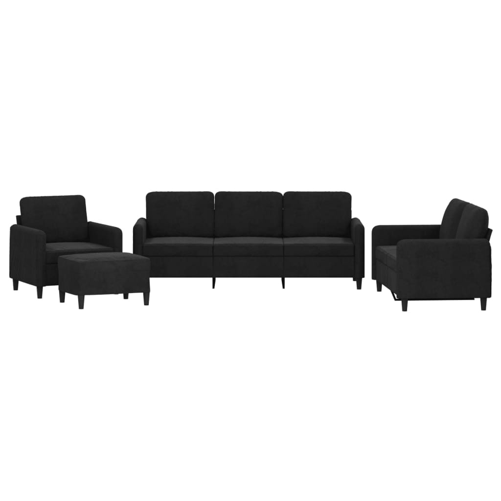 Ensemble de canapés 4 pcs noir velours Modèle Nova Pure