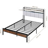 thumbnail of COSTWAY Cama con Iluminación LED y Estación de Carga, Cama Doble con Cabecero Acolchado, Espacio de Almacenamiento de 2 Niveles
