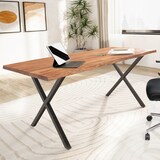 thumbnail of Schreibtisch FineBuy Akazie Massivholz Metall Bürotisch Computertisch Baumkante