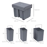 thumbnail of HOMCOM Cubos de Lixo para Cozinha com 3 recipientes de Reciclagem Removíveis 1x20L e 2x10L Metal e Plástico 48x34,2x41,8cm Cinza