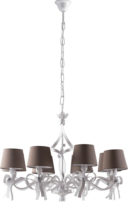 Belight -  Lucy - Kronleuchter weiß, Shabby-Chic & PVC-Lampenschirme Ø16, Ø84, 8-flammig - BL184-8-BCO