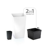 thumbnail of WellHome - Pack 3 Macetas Altas 11,4/26,6/49 Litros Urbi Square De Plastico En Color Antracita Con Deposito