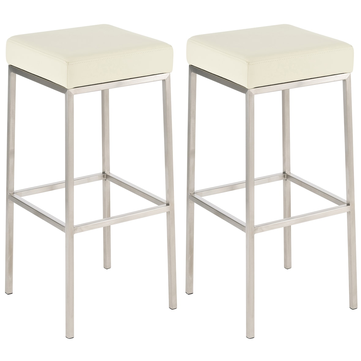 2er Set Barhocker Montreal Kunstlederbezug creme/edelstahl