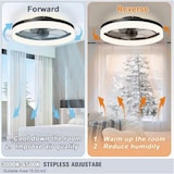 thumbnail of Ventilateur de plafond avec lumière, DC silencieux, télécommande, NOIR, Ø 50cm, tonalité lumineuse réglable et dimmable.
