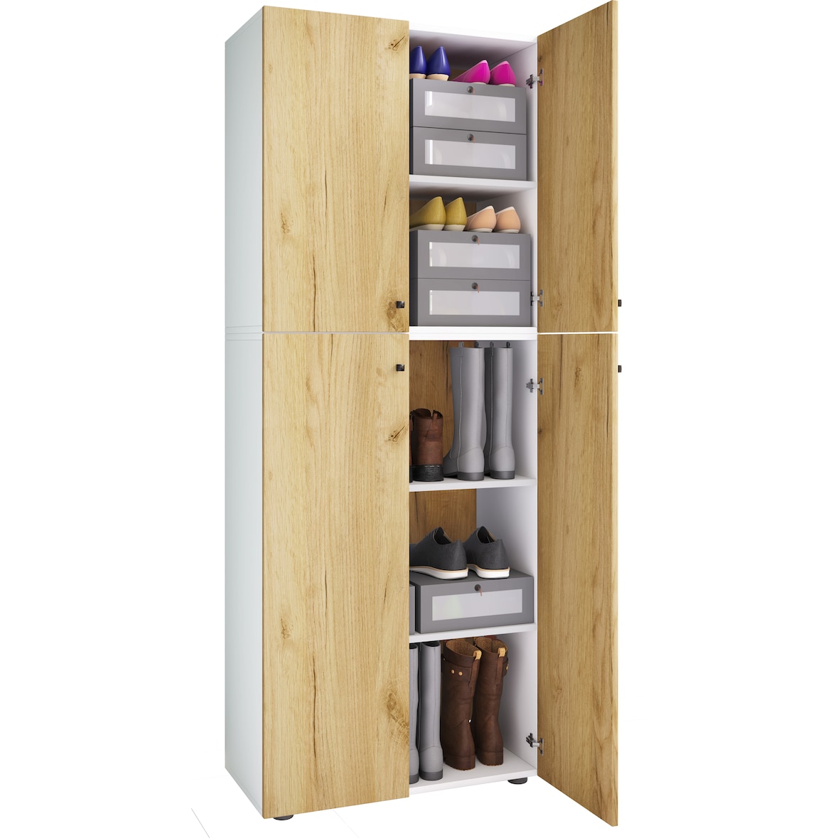 VCM Kleiderschrank Lona Weiß / Honig-Eiche B. 70 x  H. 184 x T. 40 cm